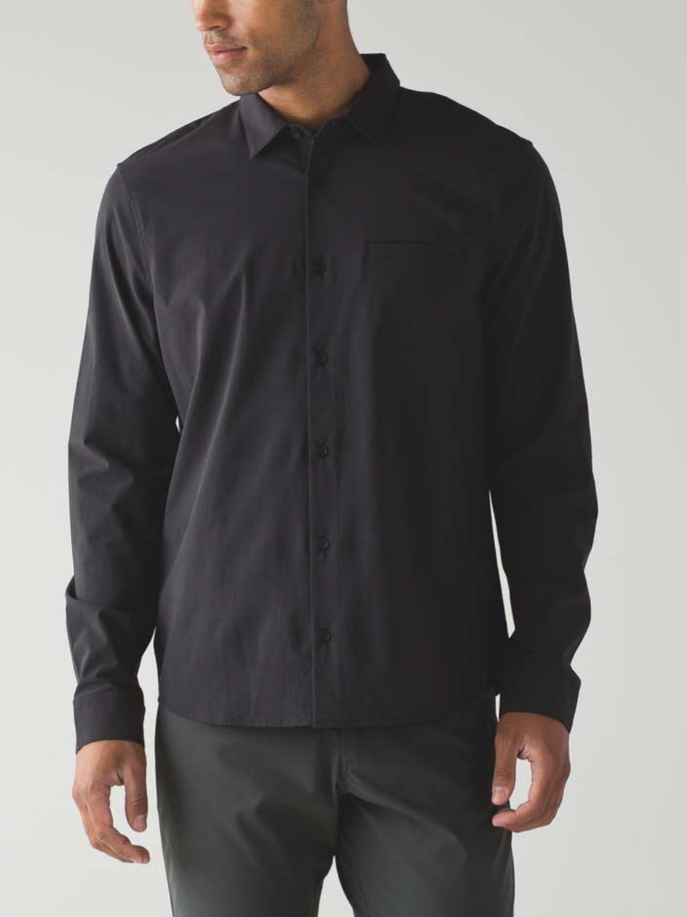 Lululemon Off the Chain Men's Black Button Down Long Sleeve Shirt Medium